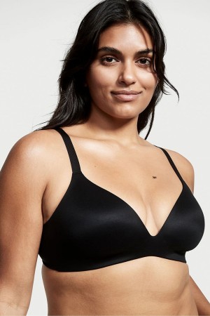 Victoria's Secret Bare Smooth Lightly Fodrade Plunge Non Wired Bra Svarta | 3902YQNTG