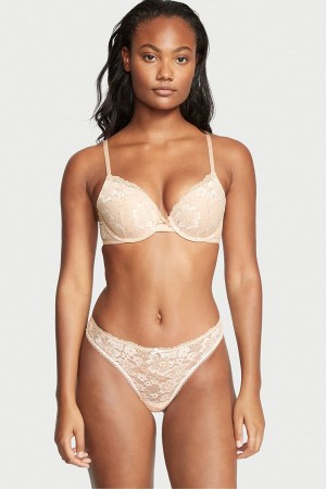 Victoria's Secret Body by Victoria Spets String Knickers Champagne Nude | 0358ATOXE