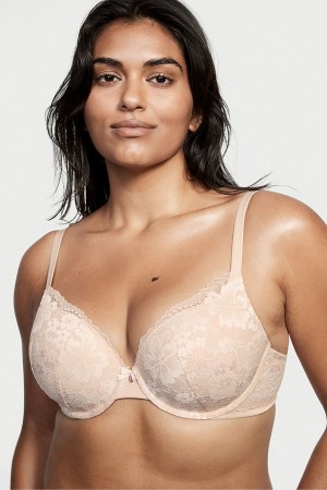 Victoria's Secret Body by Victoria Spets Full Cup Push Up Bra Champagne Nude | 8976VEIST