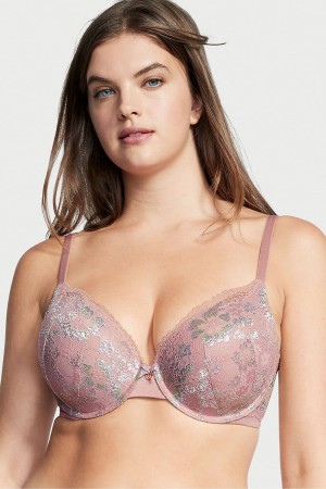 Victoria's Secret Body by Victoria Spets Full Cup Push Up Bra Rosa | 0748FCUQI