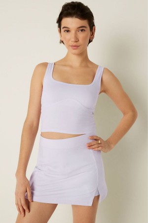 Victoria's Secret Bomull Contour Crop Top Tank Top Rosa | 4176XPMLU