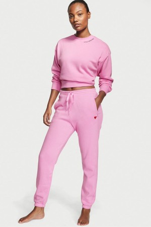 Victoria's Secret Bomull Fleece Gym Joggers Rosa | 7263MVIQC