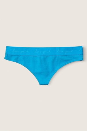 Victoria's Secret Bomull Logo String Knickers Blå | 6328XPCWZ