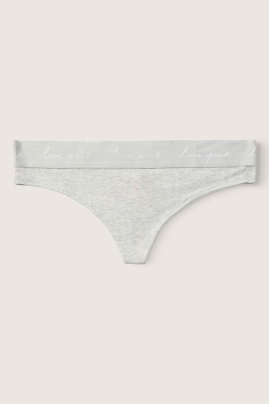 Victoria's Secret Bomull Logo String Knickers Grå | 8462OXHQA