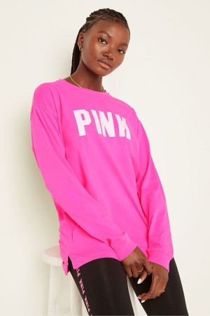 Victoria's Secret Bomull Long Sleeve Campus T-Shirt Rosa | 9013XACLR