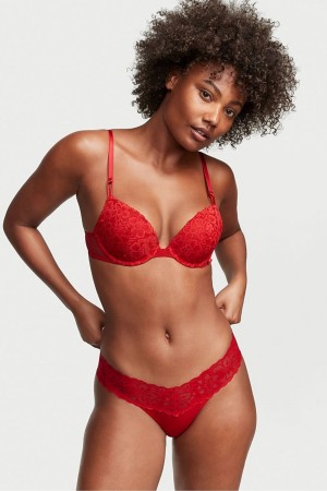 Victoria's Secret Bomull Spets Midja String Knickers Svarta Grå | 7148QLCKH