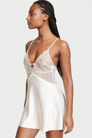 Victoria's Secret Bridal Satin Spets Slip Vita | 5417FKJQD