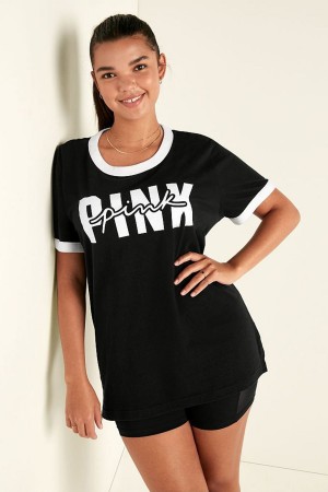 Victoria's Secret Campus Ringer T-Shirt Svarta | 7195LRZVW