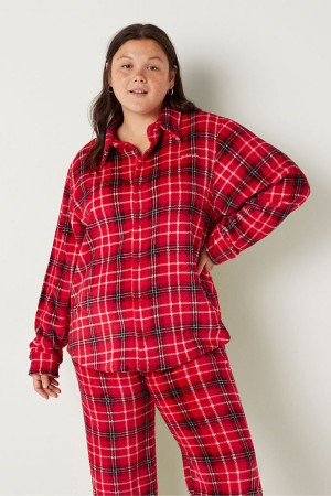 Victoria's Secret Cosy Long Sleeve Pyjama Top Röda | 7043MANIU