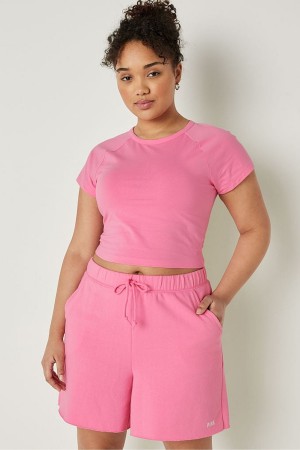 Victoria's Secret Crop Korta Sleeve T-Shirt Rosa | 7340HIJVL