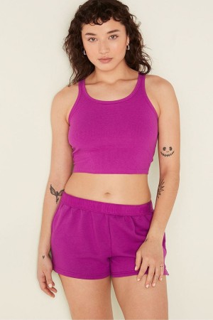 Victoria's Secret Crop Räfflad Tank Top Blå | 1867YZFCE