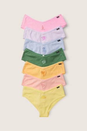 Victoria's Secret Days of the Week Bomull Cheeky Knickers 7 Pack Pink/Blue/Green/Orange/Yellow | 0864OAWMD