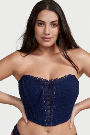 Victoria's Secret Dream Angels Dream Angels Eyelet Spets Up Strapless Bra Top Ensign | 9048XBKZP