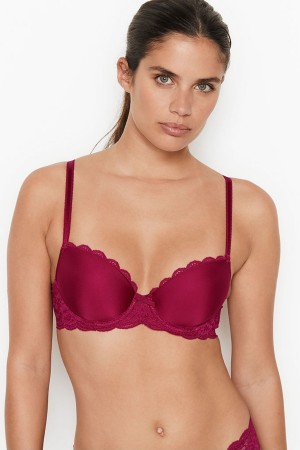 Victoria's Secret Dream Angels Smooth Spets Wing Lightly Fodrade Demi Bra Svarta | 9863DKGQE