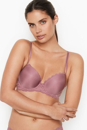 Victoria's Secret Dream Angels Smooth Spets Wing Lightly Fodrade Demi Bra Svarta | 8734YLKRF