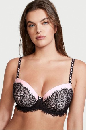 Victoria's Secret Dream Angels Spets Push Up Bra Svarta Rosa | 4783OYIDE