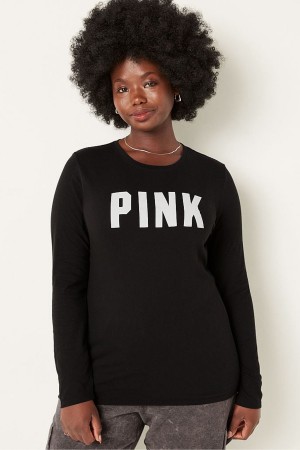 Victoria's Secret Everyday Long Sleeve Crew Tee Svarta | 2348YCBRS