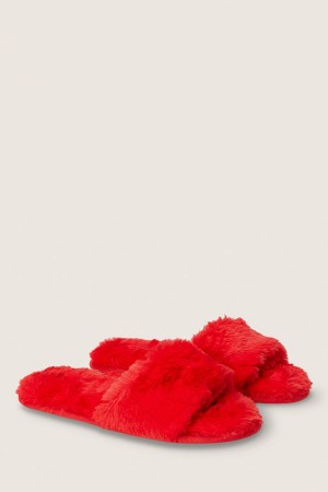 Victoria's Secret Faux Fur Slippers Röda | 2018VRHME