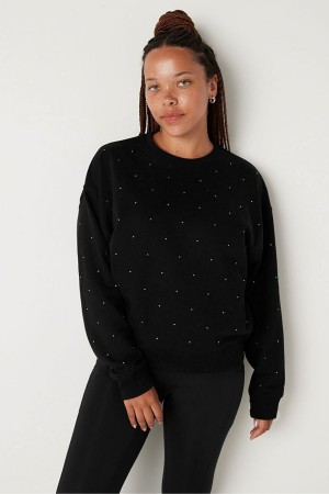 Victoria's Secret Fleece Long Sleeve Sweatshirt Svarta | 7850RYKQO