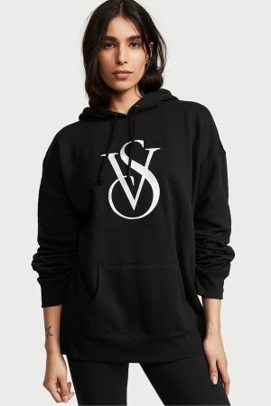 Victoria's Secret Fleece Lounge Logo Hoodie Svarta | 8059CAVPF