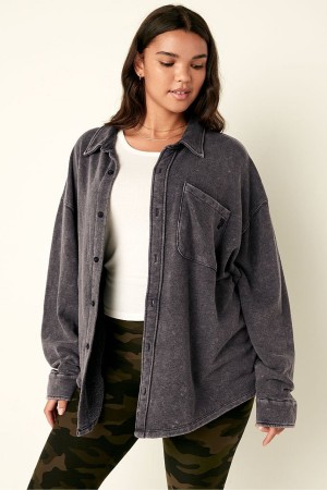 Victoria's Secret Fleece Shirt Jacket Blå Tvätt | 0235GLEBD