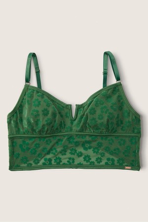 Victoria's Secret Flocked Mesh Bralette Gröna | 1450GUTWH