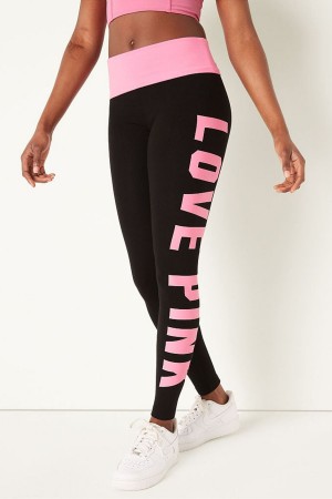 Victoria's Secret Foldover Full Length Legging Svarta | 3816BUVQE