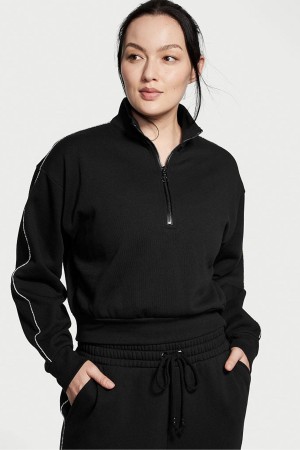 Victoria's Secret Half Zip High Neck Lounge Sweatshirt Svarta | 4685FAHGX