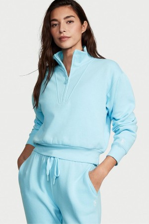 Victoria's Secret Half Zip High Neck Lounge Sweatshirt Gröna | 1493FTDAY