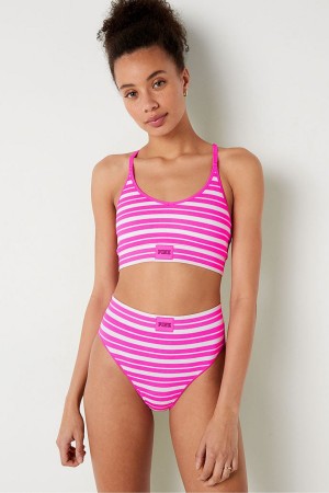 Victoria's Secret High Midja Rib Seamless Bikini Bottoms Rosa | 1609VSCAQ