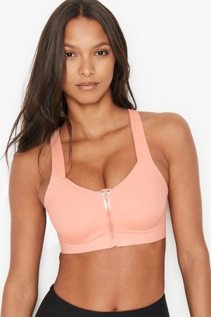 Victoria's Secret Knockout High Impact Racerback Zip Up Sports Bra Aprikos Orange | 6759GVBLX