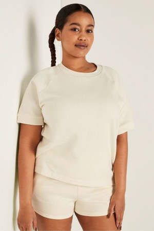 Victoria's Secret Korta Sleeve Oversized Crew Neck T-Shirt Blå | 4259LQXGN