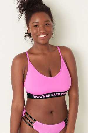 Victoria's Secret Lightly Fodrade Low Impact Sports Bra Neon Bubble Empower Each Other | 8920EUIBY