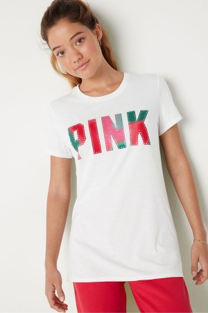 Victoria's Secret Logo Korta Sleeve T-Shirt Rosa | 4965HXIYM