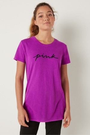 Victoria's Secret Logo Korta Sleeve T-Shirt Rosa | 2548NVMCT