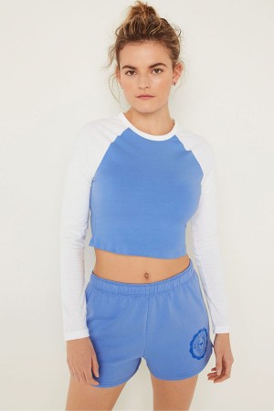 Victoria's Secret Long Sleeve Crop T-Shirt Blå | 8576GTDNJ