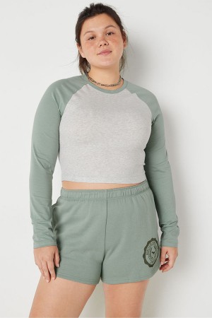 Victoria's Secret Long Sleeve Crop T-Shirt Gröna | 3579JSDHQ