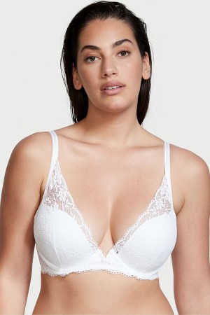 Victoria's Secret Love Cloud Spets Half Pad Plunge Bra Svarta | 4135FDAIX