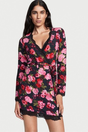 Victoria's Secret Modal Korta Long Sleeve Robe Svarta | 6970OCVIW