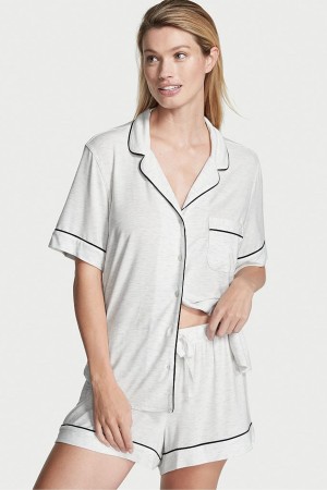 Victoria's Secret Modal Pyjama Korta Pyjamas Set Svarta | 7128GNOIF