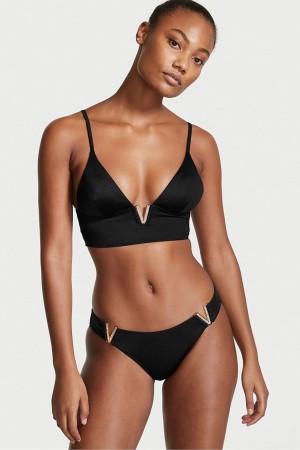 Victoria's Secret Plunge Triangle Bikini Top Svarta | 6381SDFHM