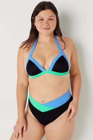 Victoria's Secret Push Up Triangle Halterneck Bikini Top Blå | 3827EVATL