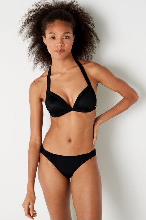 Victoria's Secret Ruched Front Bikini Bottoms Svarta | 3205WSUBP