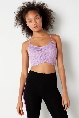 Victoria's Secret Ruched Lightly Fodrade Low Impact Sports Bra Blå | 3259EOFAT