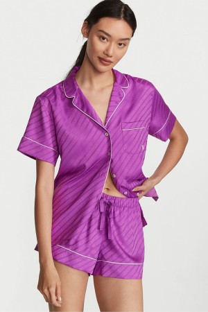 Victoria's Secret Satin Korta Pyjamas Lila | 1728JLMUR