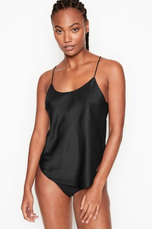 Victoria's Secret Satin Racerback Cami Pyjama Top Svarta | 0364XGQZN