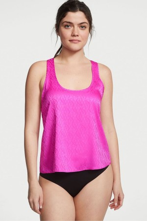 Victoria's Secret Satin Racerback Pyjama Top Rosa | 5698KEMNA