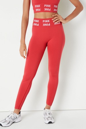 Victoria's Secret Seamless High Midja Full Length Leggings Röda | 9073CAQBD