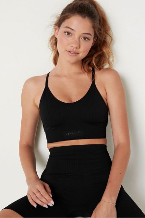 Victoria's Secret Seamless Seamless Lightly Fodrade Low Impact Sports Bra Svarta | 5748QIEFZ