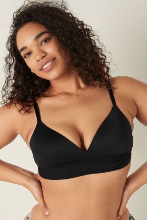 Victoria's Secret Seamless Seamless Lightly Fodrade Low Impact Racerback Sports Bra Svarta | 0381DMQCB